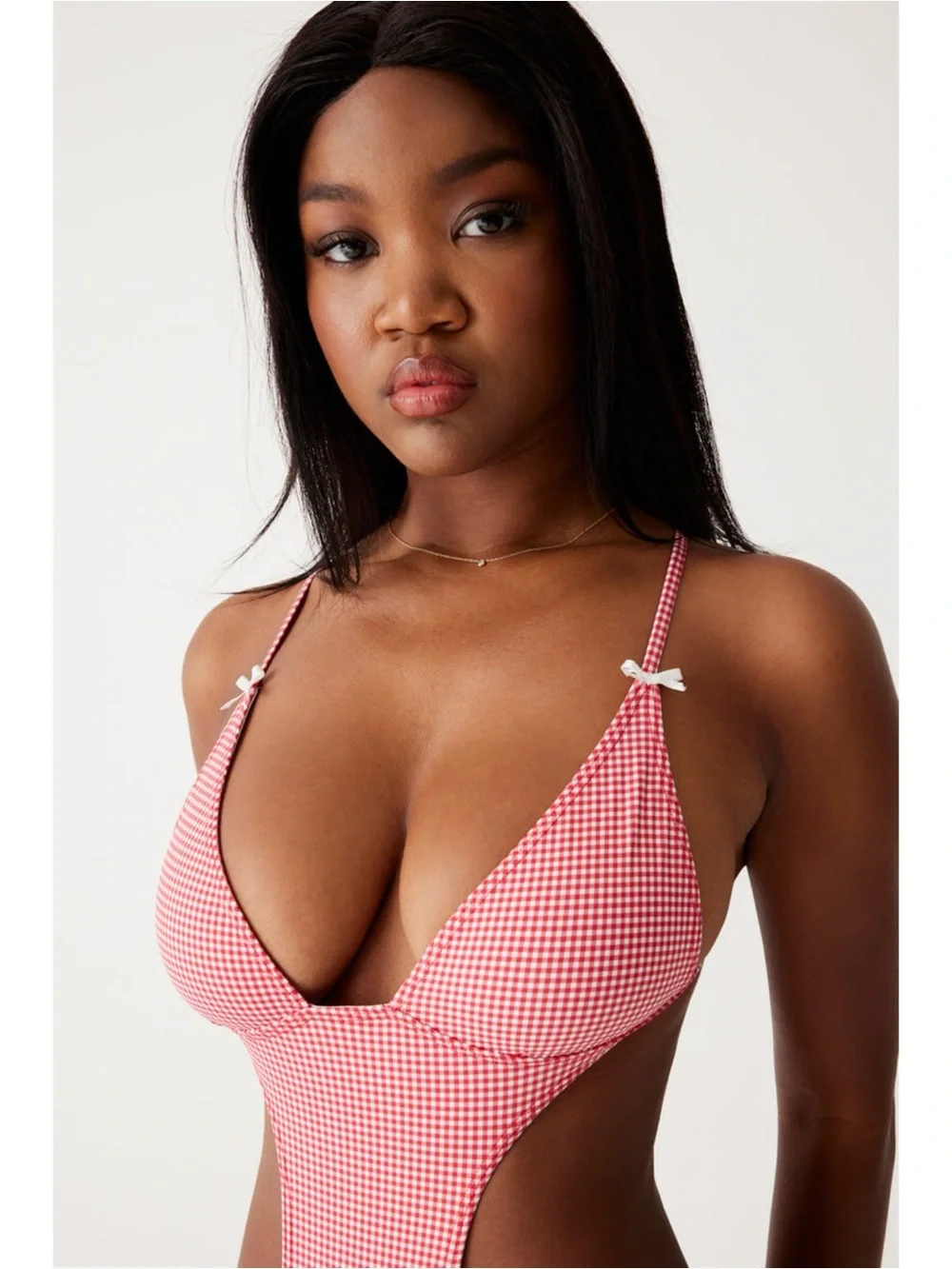 NWT Frankies Bikini Cruise Monokini One Piece Swimsuit in Ladybug Gingham XL